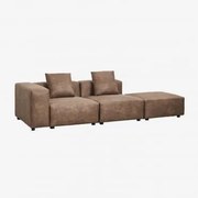 Sofá Modular De Canto Esquerdo De 2 Peças Com Apoio De Braço Alto E Puff (↔︎285 Cm) Bruna Camurça Café Castanho - Sklum