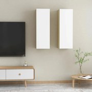 vidaXL Móveis de TV 2pcs derivados de madeira branco e carvalho sonoma