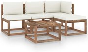 5pcs conj. lounge paletes jardim c/ almofadões pinho impregnado