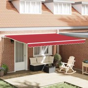 vidaXL Toldo Retrátil Vermelho 450 × 300 cm Tecido e Aço