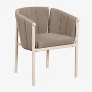 Cadeira De Jantar Com Apoios De Braços Em Bouclé E Alumínio Boleni Tapioca Bege - Sklum