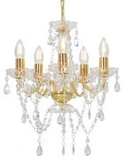 vidaXL Lustre com contas de cristal redondo 5 x E14 dourado