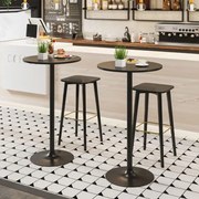 Conjunto 2 mesas bar redondas (BANCOS NÃO INCLUIDOS) com altura de bar 60 x 60 x 101,5 cm conversível em mesa de café com altura de 56 cm Pretas