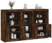 vidaXL Aparador com luzes LED 162x37x100 cm carvalho fumado