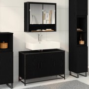 vidaXL Armário de Banheiro com porta Carvalho Preto 90 x 33 x 60 cm