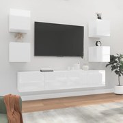 vidaXL 6 pcs conjunto móveis de TV madeira processada branco brilhante