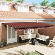 vidaXL Toldo Retrátil Vermelho e Preto 500 × 300 cm Tecido e Metal