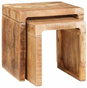 vidaXL Mesas de canto Castanho Madeira Reforçada Sólida