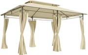 Outsunny Pérgola de Jardim 397x297x265 cm Pérgola de Exterior com Teto Duplo Paredes Laterais Resistente a Água Bege | Aosom Portugal
