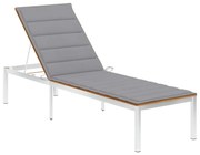 vidaXL Espreguiçadeira c/ almofadão acácia maciça e aço inoxidável