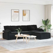 Sofá modular com pufes e almofadas preto