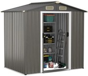 Armário de armazenamento de ferramentas de jardim de 71 polegadas de altura com portas com fechadura e mesa dobrável - Natural