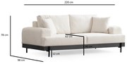 Sofá de 3 Lugares Eti – Branco – 220 cm x 98 cm x 78 cm