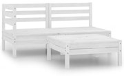 3 pcs conjunto lounge de jardim pinho maciço branco