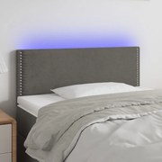 vidaXL Cabeceira de cama c/luzes LED veludo 100x5x78/88cm cinza-escuro