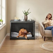 Gaiola resistente para cães com tabuleiro amovível até 36 kg 112 x 75 x 82 cm Preto