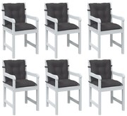 vidaXL Almofadões lombares p/ cadeiras 6pcs mesclado tecido antracite