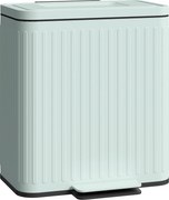 HOMCOM Lixeira de cozinha, 2 compartimentos de 20 L, separação eficiente de resíduos, pedal, plástico, metal, Verde | Aosom Portugal