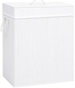 vidaXL Cesto para roupa suja c/ secção única 83 L bambu branco