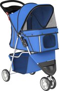 PawHut Carrinho para Cães Pequenos com Cesto de Armazenamento Janelas de Malha e Cinto de Segurança 77x44x102 cm Azul | Aosom Portugal