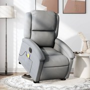 vidaXL Poltrona elétrica reclinável massagens tecido cinzento-claro