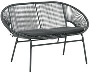 Outsunny Sofá Acapulco de 2 Lugares com Apoios de Braço Almofada e Estrutura de Aço para Jardim Terraço Pátio 132x72x83 cm Preto | Aosom Portugal