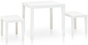 vidaXL Mesa de jardim com 2 bancos plástico branco