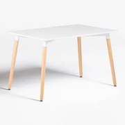 Mesa De Jantar Retangular 120x80 Cm Em Madeira De Faia E Mdf Royal Branco - Sklum