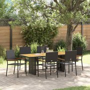 vidaXL Conjunto de jantar de jardim de 7 peças em preto de rattan sintético