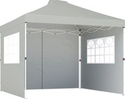 Outsunny Pavilhão 3x3 m Impermeável Altura Ajustável Pop-up Dobrável com 3 Paredes Laterais Janelas Ventilação UV50+ Cinza Claro | Aosom Portugal