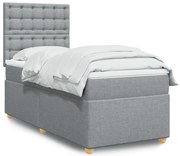 vidaXL Cama com molas/colchão 100x200 cm tecido cinzento-claro