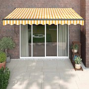 vidaXL Toldo retrátil automático 3,5x2,5 m amarelo e branco