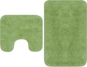 vidaXL Conjunto tapetes de casa de banho 2 pcs tecido verde
