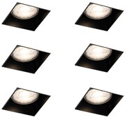 Conjunto de 6 Focos de Embutir Pretos GU10 50mm Sem Moldura - Oneon