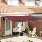 vidaXL Toldo Retrátil Manual Vermelho Borgonha 400x300 cm tecido
