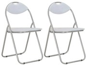 Cadeiras de jantar dobráveis 2 pcs couro artificial branco