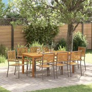 vidaXL Conjunto de Jantar para Jardim 9 pcs Cinzeto 180 x 90 x 75 cm