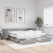 vidaXL Sofá-cama c/ gavetão e gavetas 100x200 cm tecido cinzento-claro