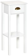 HOMCOM Mesa de Apoio com Gaveta e Prateleira de Armazenamento Estilo Moderno 30x30x75cm Branco