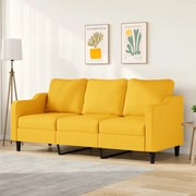 Sofá de 3 lugares 180 cm tecido amarelo-claro