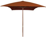 vidaXL Guarda-sol de jardim c/ poste de madeira 200x300 cm terracotta