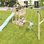 Parque Exterior infantil de madeira com escorrega PAGODA XL Com Baloiço Duplo