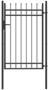 Outsunny Porta de Jardim 89x147,5 cm Porta para Vedação de Barra de Aço Galvanizado com Puxador Fechadura e 3 Chaves Preto | Aosom Portugal