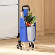 vidaXL Carrinho de Compras Manual Azul 39,5 x 33 x 93 cm Tecido Oxford
