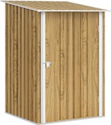 Outsunny Casinha de Jardim Abrigo para Ferramentas em Aço Galvanizado com Porta de Batente 100x104x160 cm Castanho Claro | Aosom Portugal