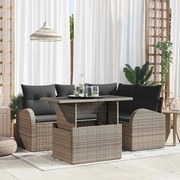 vidaXL Conjunto de Sofá de Jardim de 5 Peças com Almofadas Cinza em Rattan Sintético