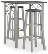 vidaXL 3 pcs conjunto de bar em madeira e aço preto