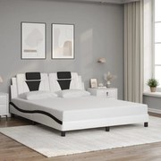 vidaXL Estrutura cama c/ cabeceira 160x200 couro artif. branco/preto
