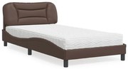 vidaXL Cama com colchão 100x200 cm couro artificial castanho