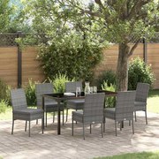 vidaXL Conjunto de Jantar de Jardim 7 Peças Cinza Rattan Sintético